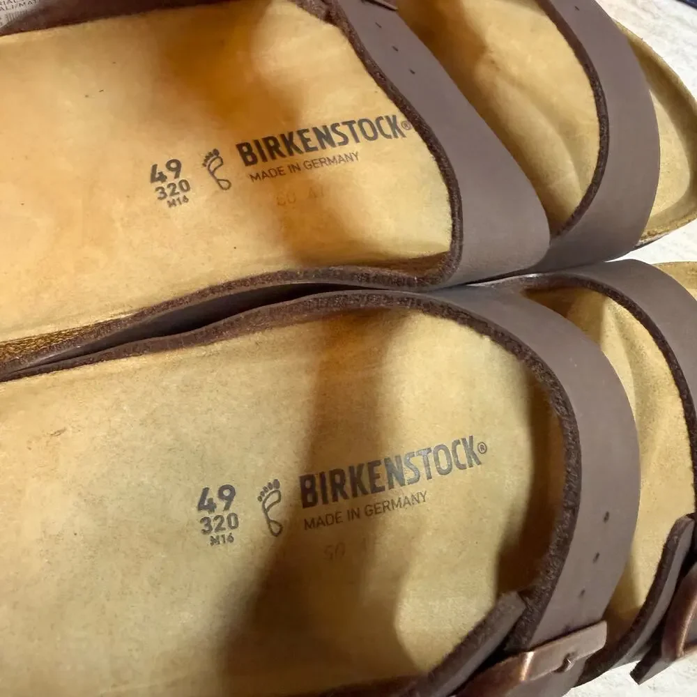 Birkenstock Arizona Dark Brown Leather 49 Men 16 Regular Fit Sandals Cork New